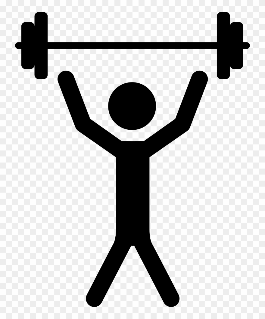 Man With Raised Arms Lifting Dumbbells Weight Comments Clipart