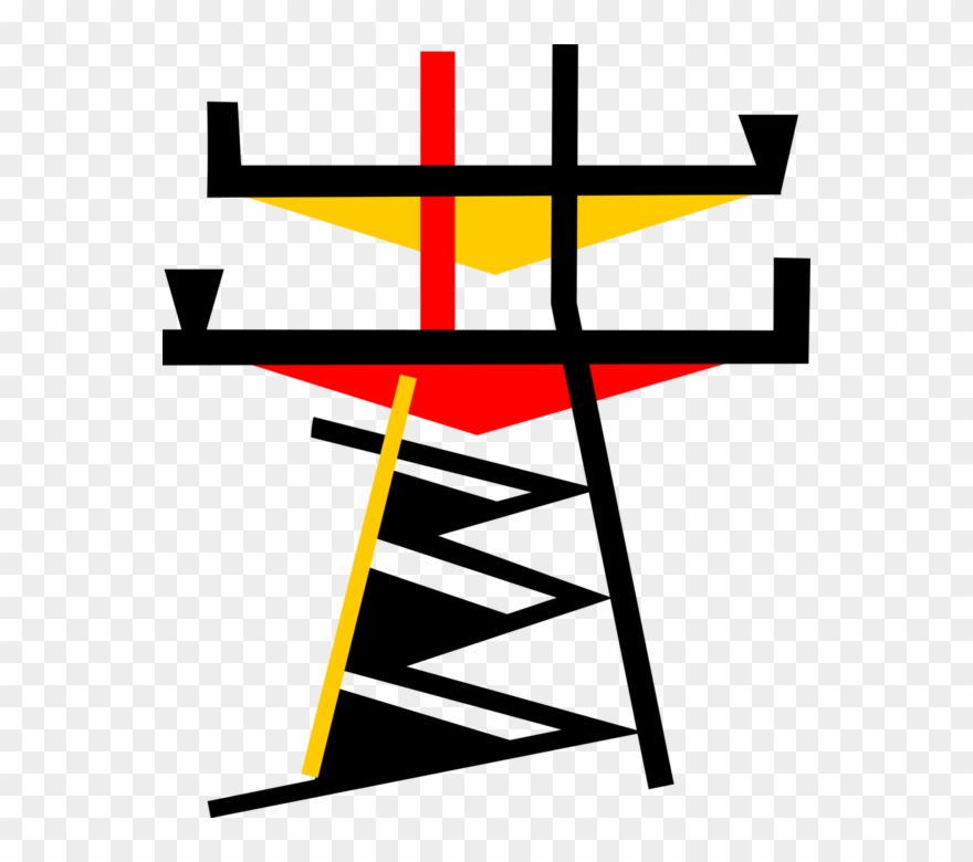 Vector Illustration Of Transmission Tower Carries Electrical Clipart