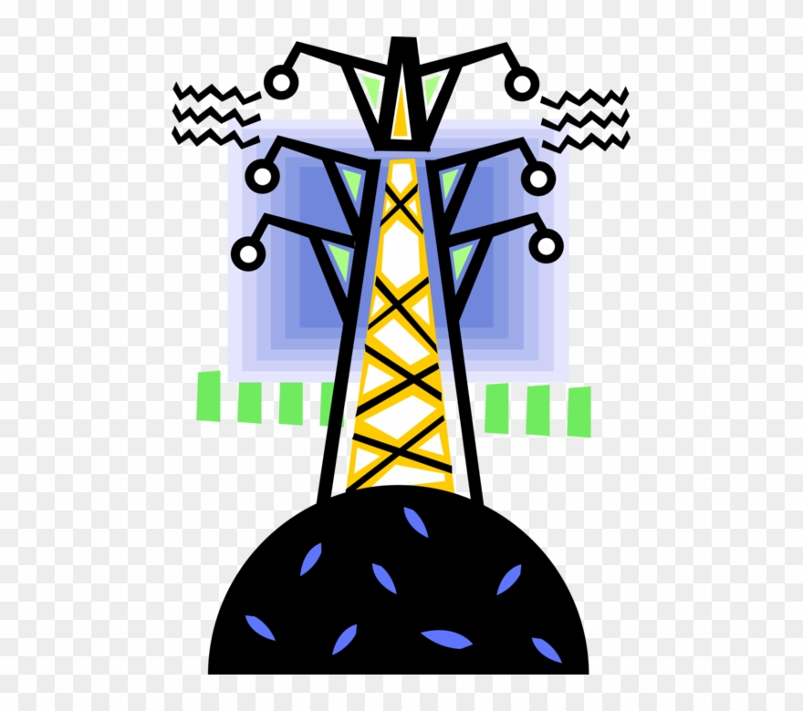 Vector Illustration Of Transmission Tower Carries Electrical Clipart