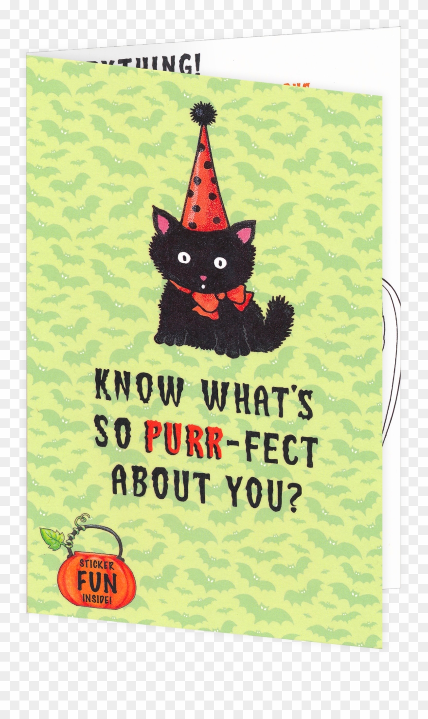 Black Cat Halloween Greeting Card Clipart
