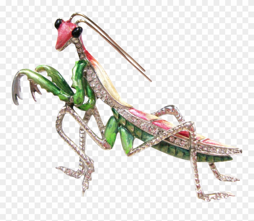 Mb Boucher Rare Large Metallic Enamel And Pave 'preying/praying Clipart