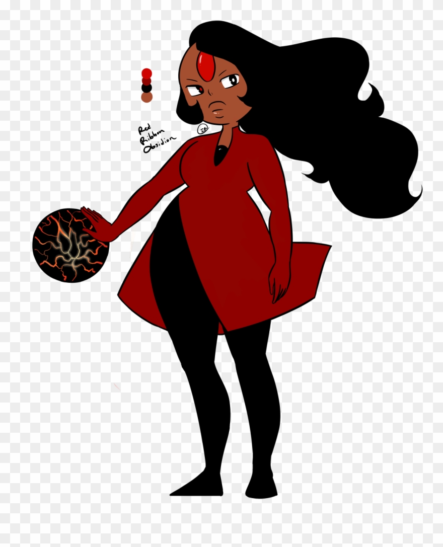 Red Ribbon Obsidian Gemsona Clipart