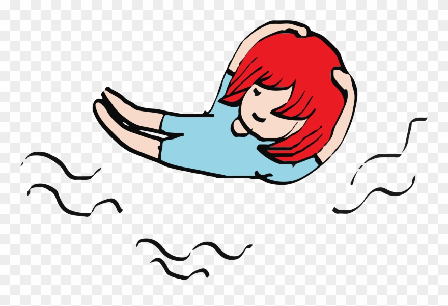 Red Haired Girl On Waves Drawing Clipart