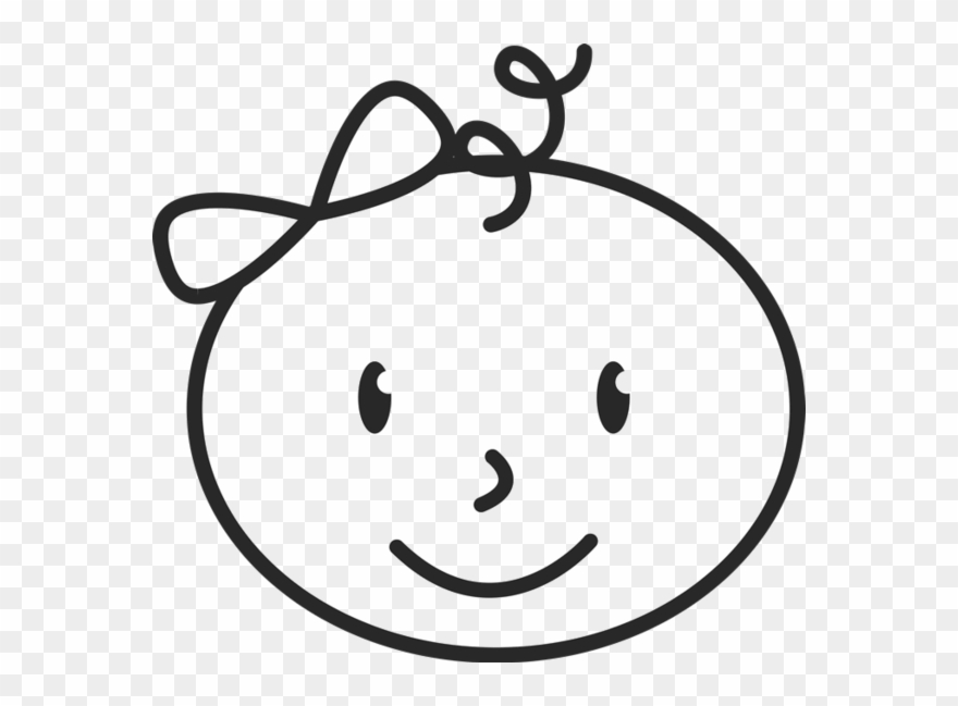 Newborn Baby Face With Bow And Curly-q Stamp Clipart