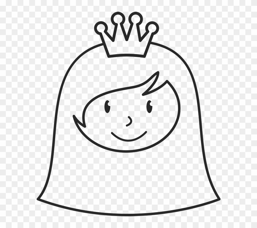 Girl Face With Long Hair And Crown Stamp Clipart