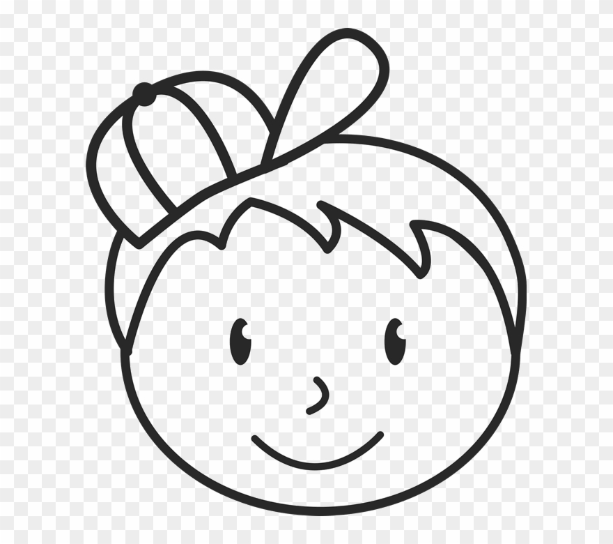 Face With Messy Hair And Hat Stamp Clipart