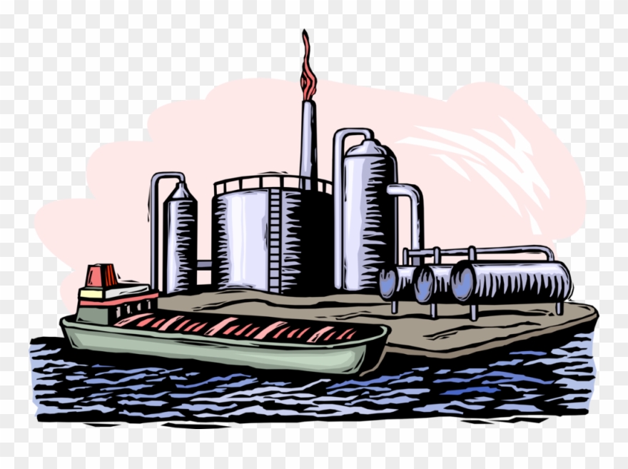 Vector Illustration Of Crude Oil Delivered By Tanker Clipart