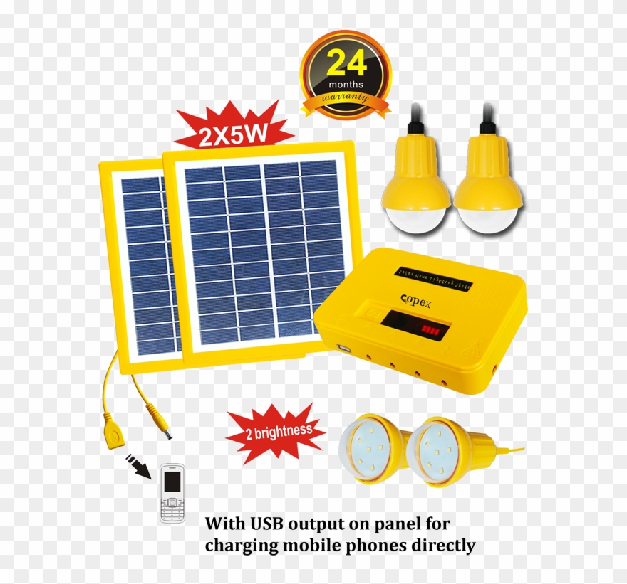 Solar Kit With 4 Led Bulbs Clipart