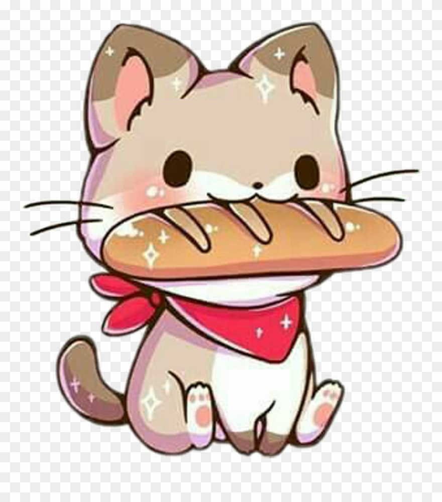 Freetoedit Cute Kawaii Cat French Bread Hat Baguette Clipart