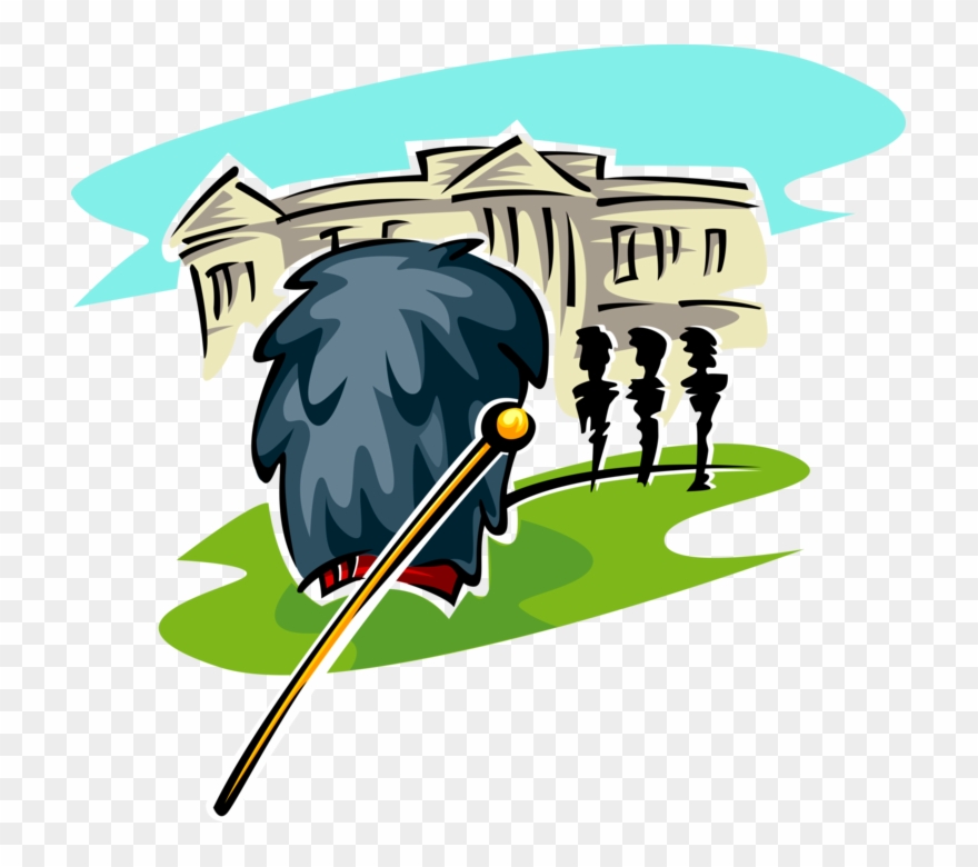 Vector Illustration Of Changing Of The Guard At Buckingham Clipart