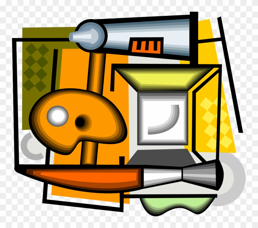 Vector Illustration Of Visual Arts Painting Equipment Clipart