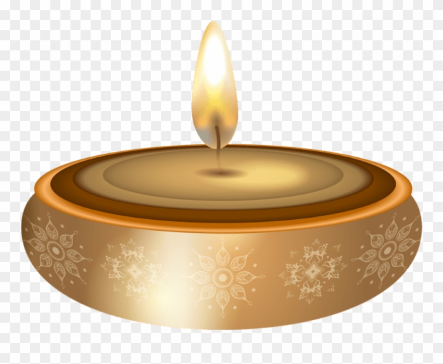 Diwali Gold Candle Png Clipart