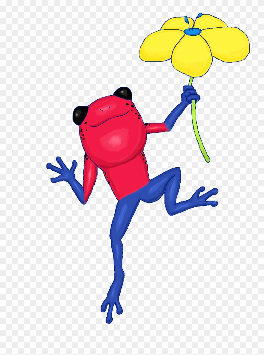 Strawberry Poison Dart Frog And Flower Clipart