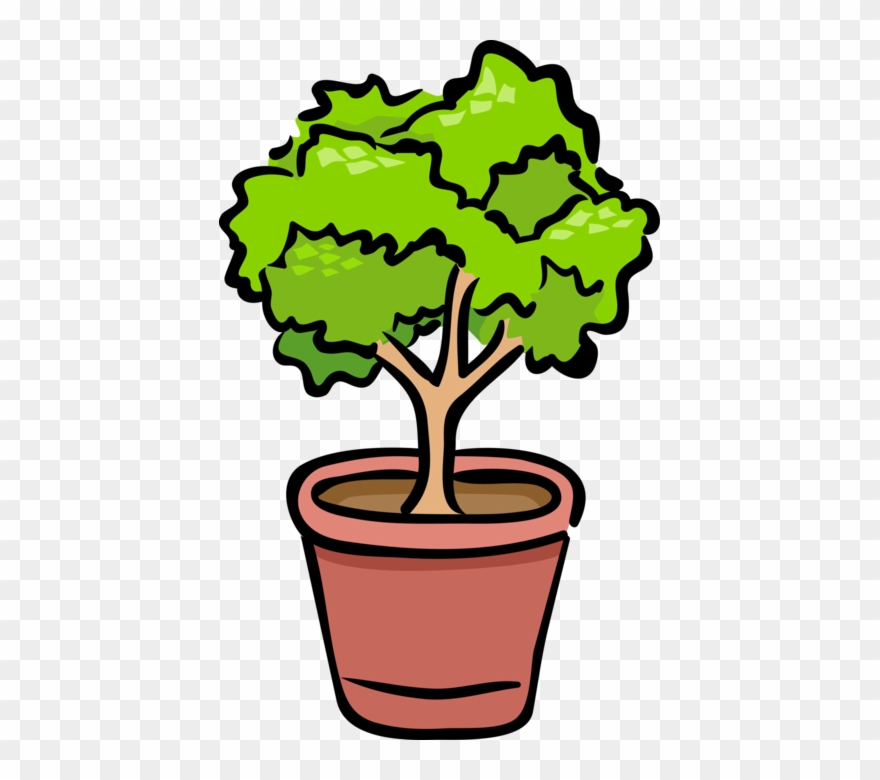 Vector Illustration Of Potted Plant Shrub Or Bush Clipart
