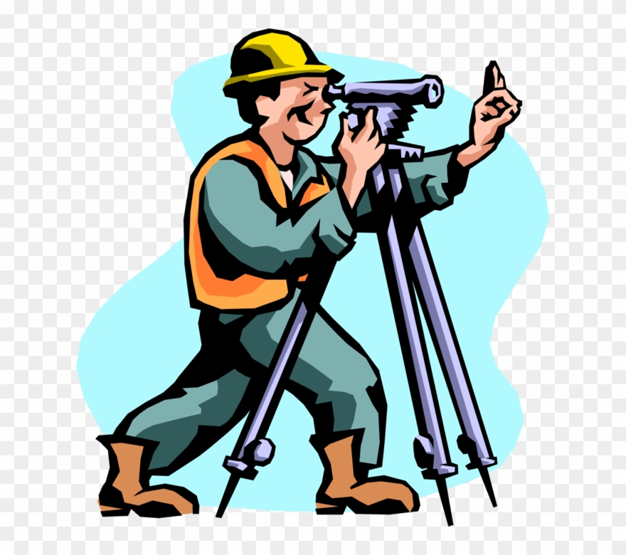 Vector Illustration Of Surveyor Theodolite Determines Clipart