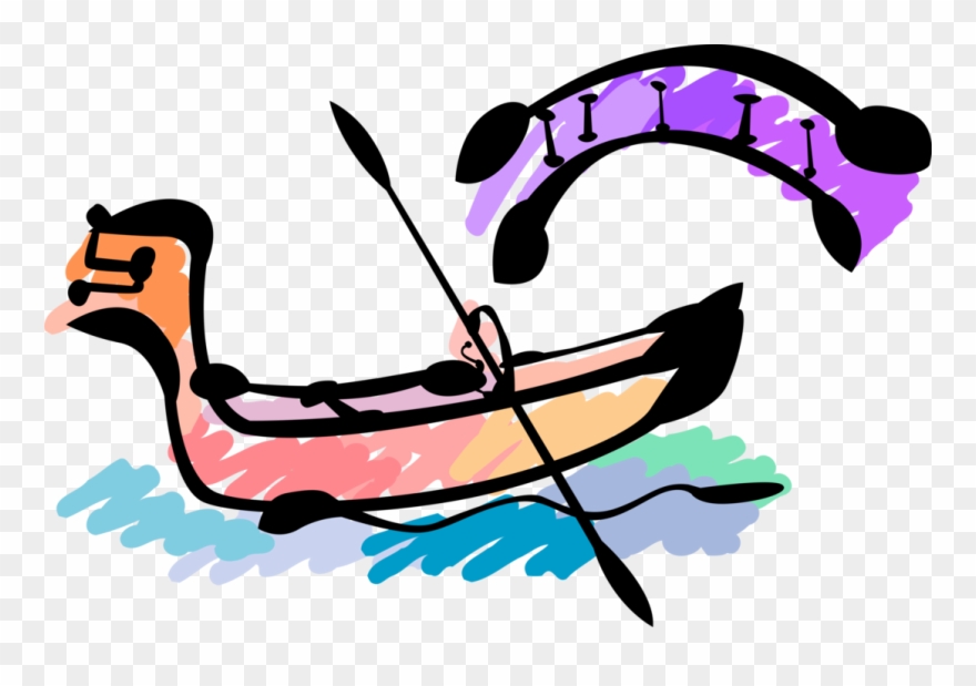 Vector Illustration Of Venetian Gondola Steered By Clipart
