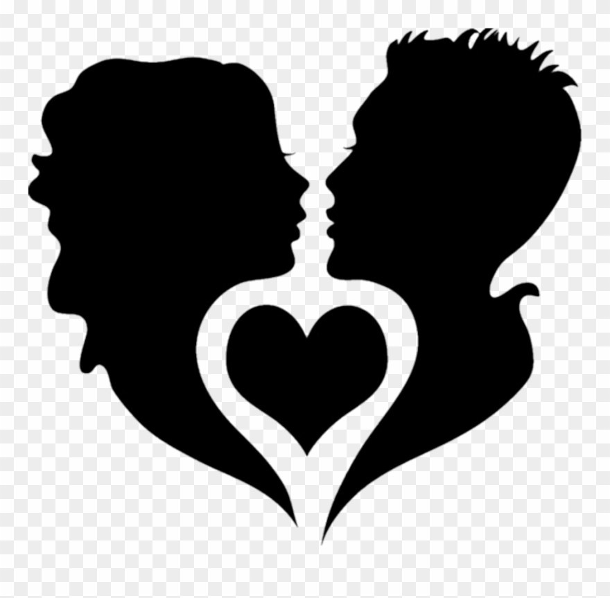 Black Silhouette Silhouettes Couples Couple Hearts Clipart