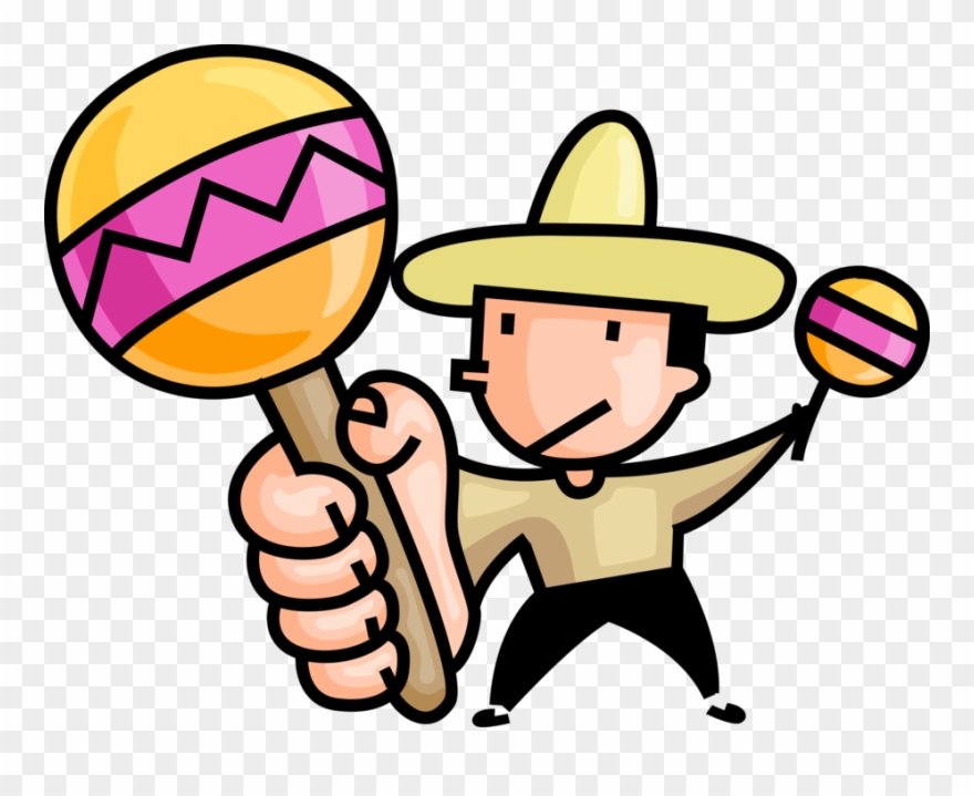 Vector Illustration Of Latin Musician Plays Music Maracas Clipart