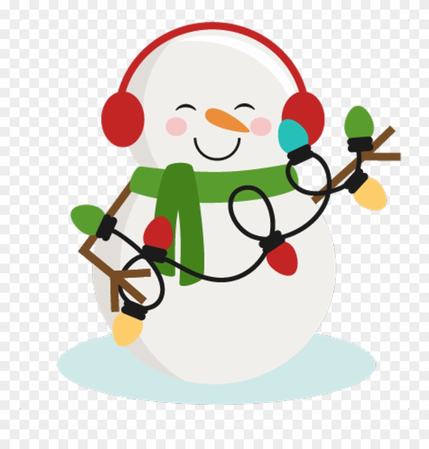 Snowman Snow Winter Cold Cute Christmas Holidays Lights Clipart