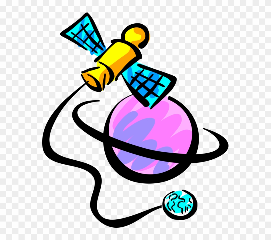 Vector Illustration Of Satellite For Communications, Clipart