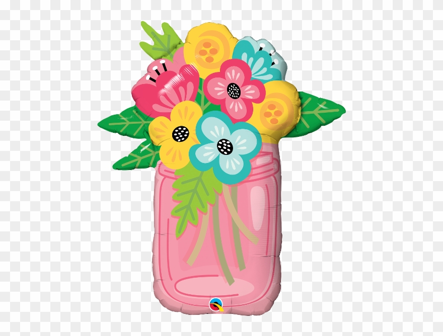 Mason Jar Bouquet 36" Supershape Balloon Clipart