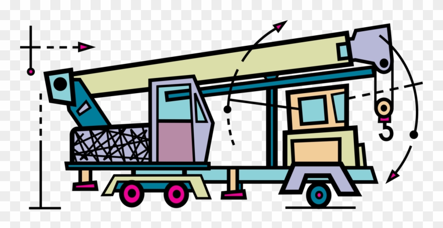 Vector Illustration Of Mobile Construction Crane Heavy Clipart