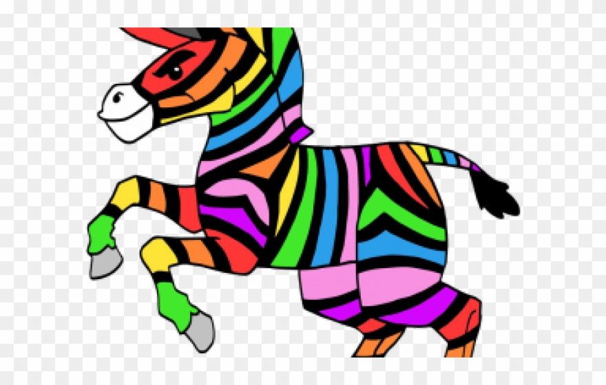 Zebra Clipart Rainbow Zebra - Png Download