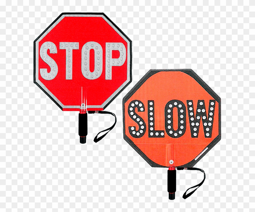 Paddle Stop Slow Flashing Led Hand Held Sign 18 Inch Clipart