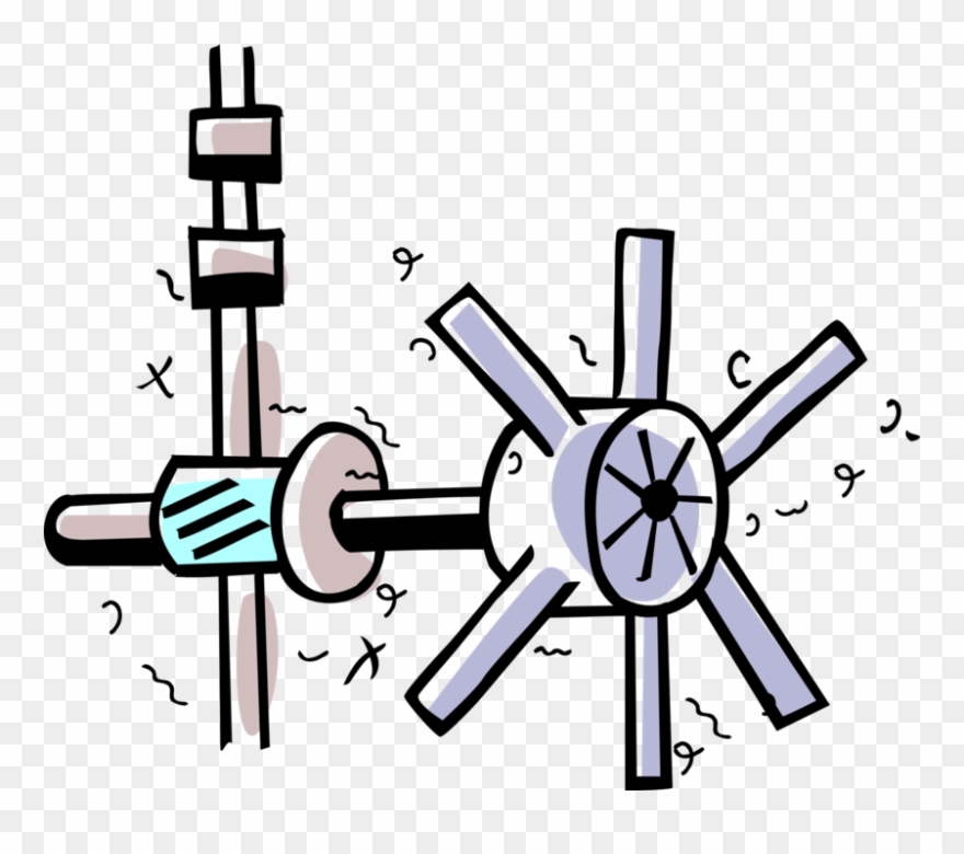 Vector Illustration Of Valve Mechanism Controls Process Clipart