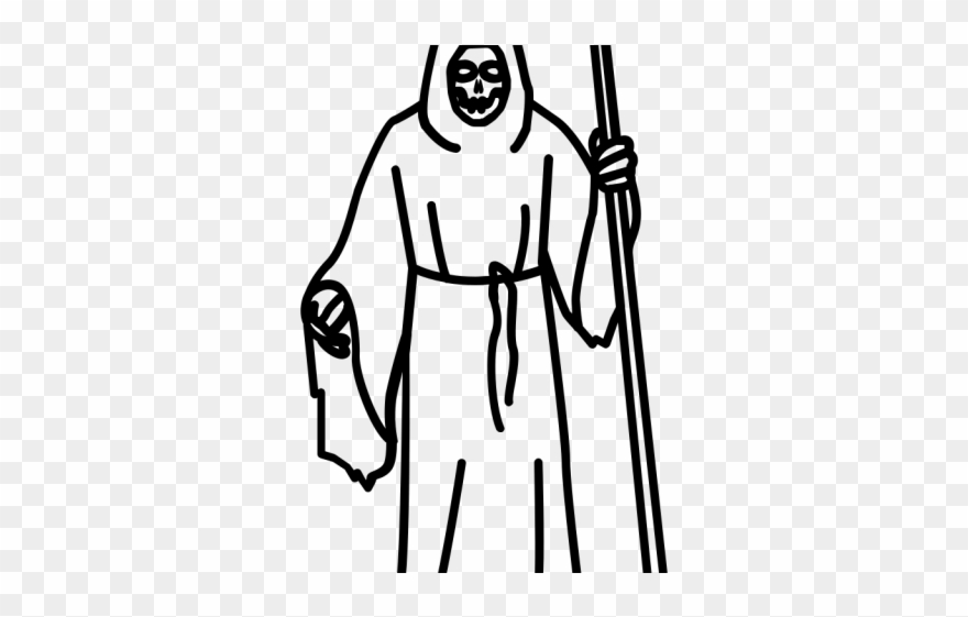 Grim Reaper Clipart Line Drawing - Png Download