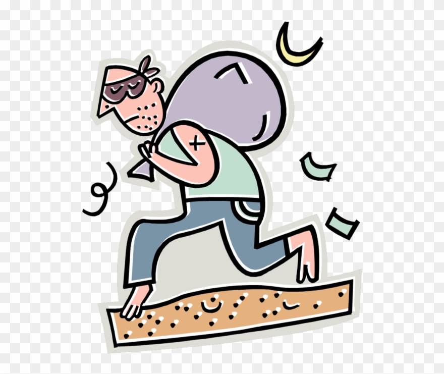 Burglar-cartoon Clip - - Png Download