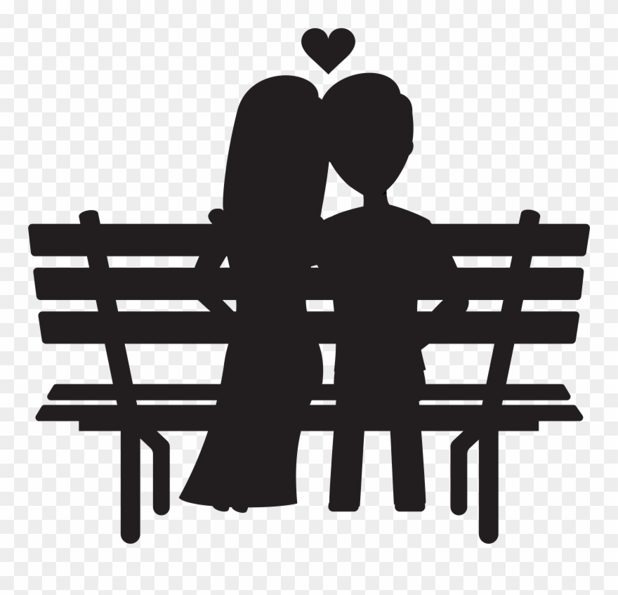 Couple On Bench Silhouettes Transparent Image Clipart
