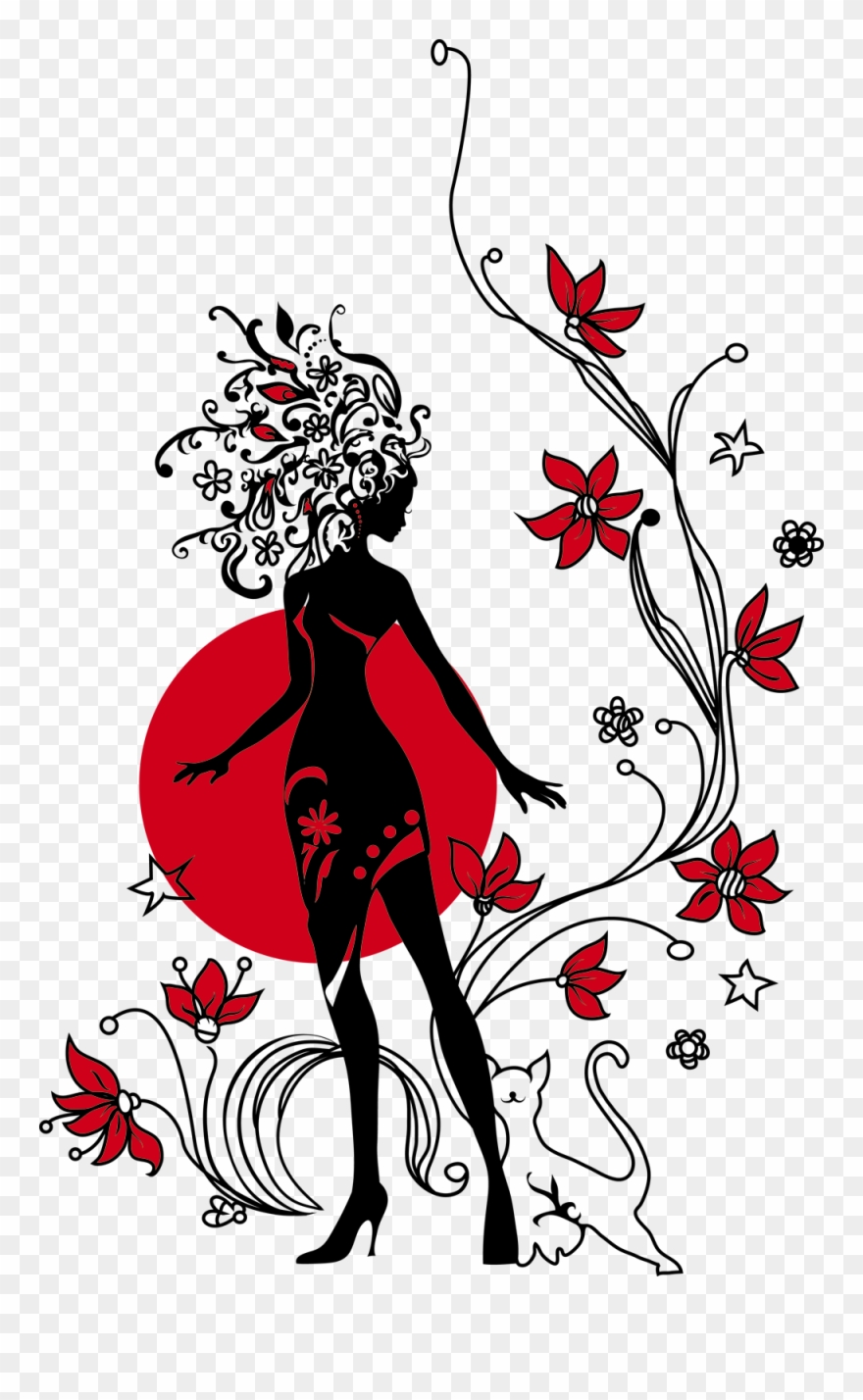 Silueta De La Mujer, Sellos Digitales, Impresiones Clipart