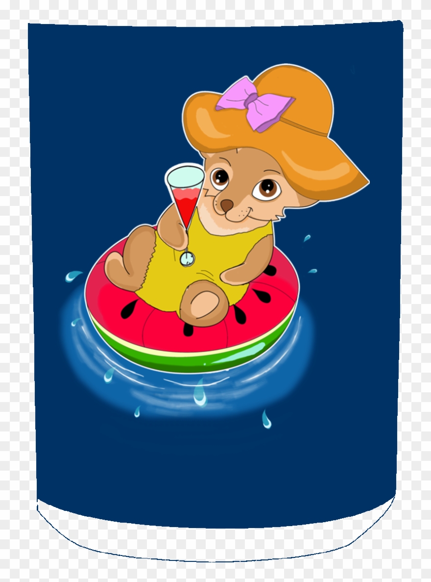 Watermelon Pool Float Beach Pattern Chihuahua Mug Clipart