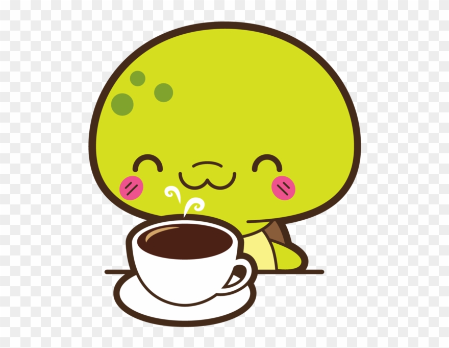 Happy Turtle Loves Coffee Clipart