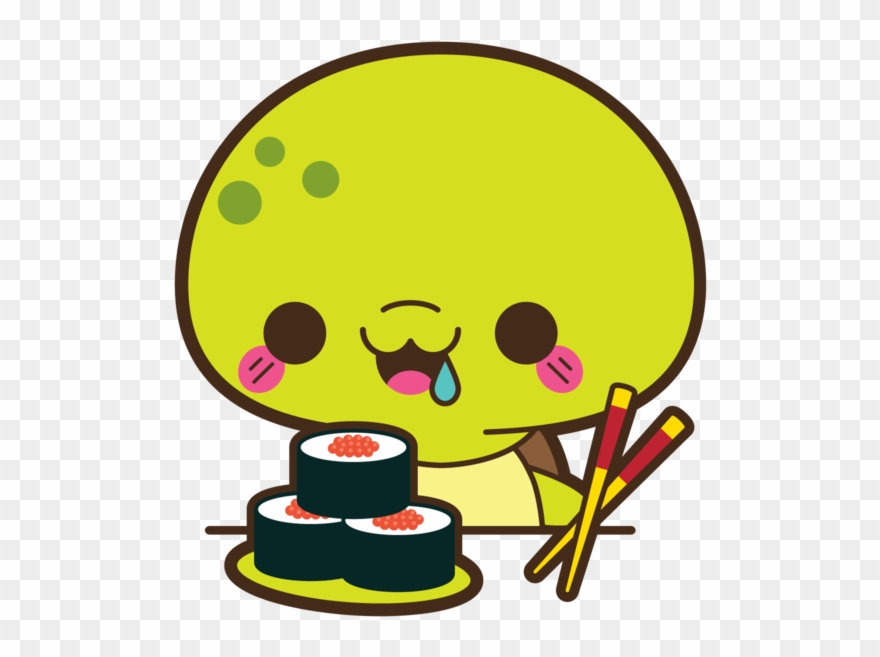 Happy Turtle Loves Sushi Clipart
