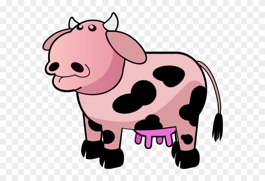 Pink Cow Cartoon Comic Vector Clip Clipart - Png Download