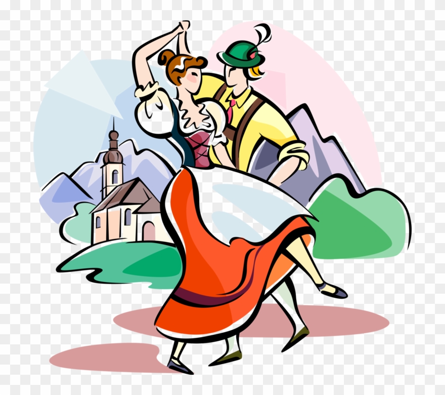 Vector Illustration Of German Traditional Dancers In Clipart