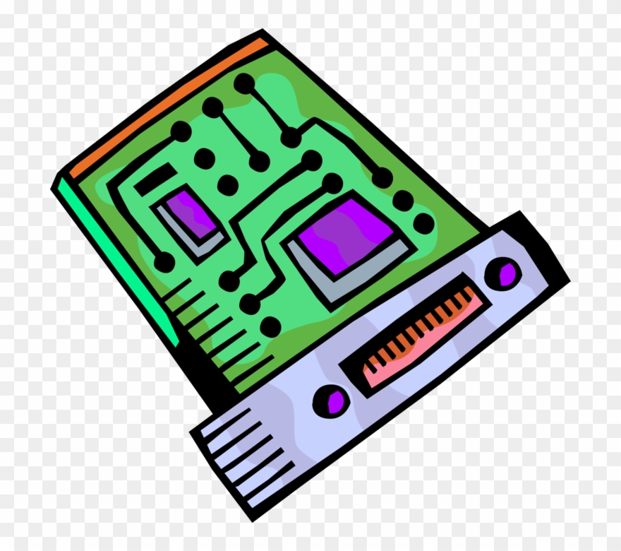 Vector Illustration Of Personal Computer Printed Circuit Clipart