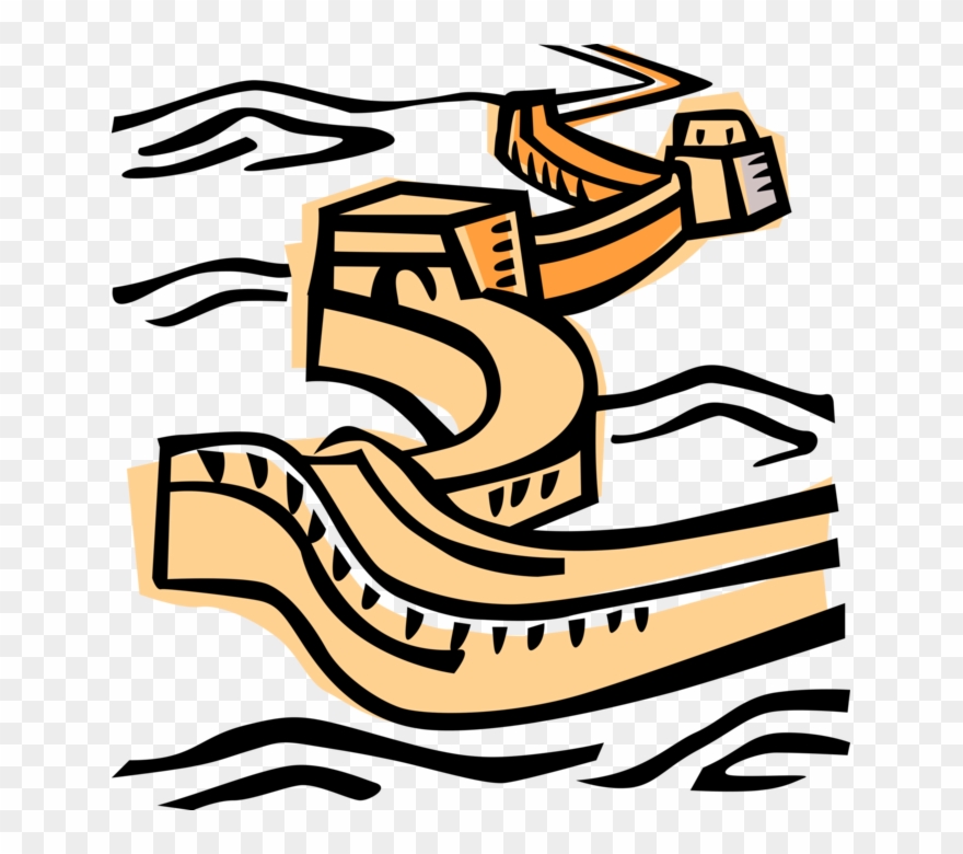 Vector Illustration Of Great Wall Of China Fortification Clipart