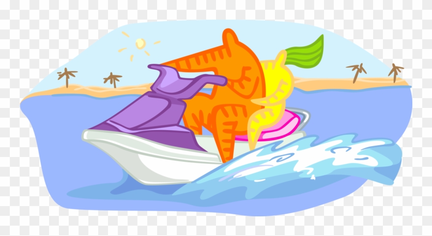 Vector Illustration Of Personal Watercraft Water Sports Clipart