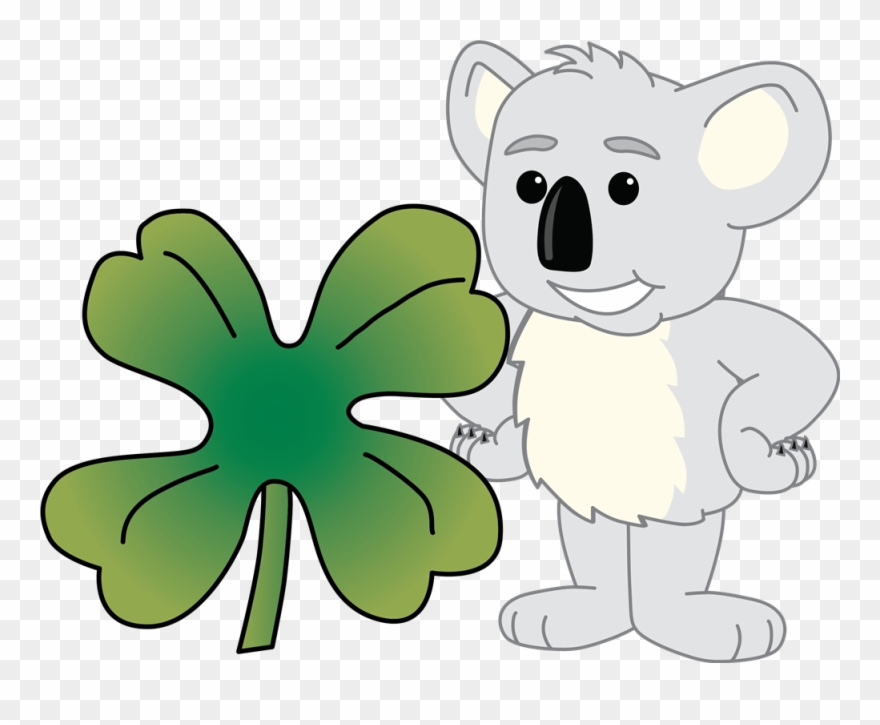Koala And Clover Leaf Clipart