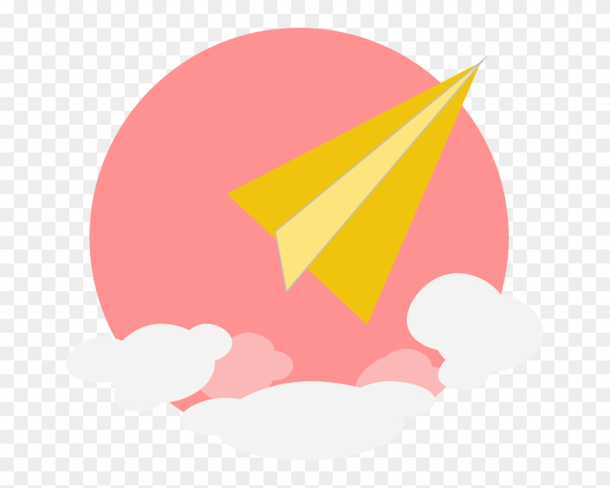 Paper Airplane & Clouds Clipart