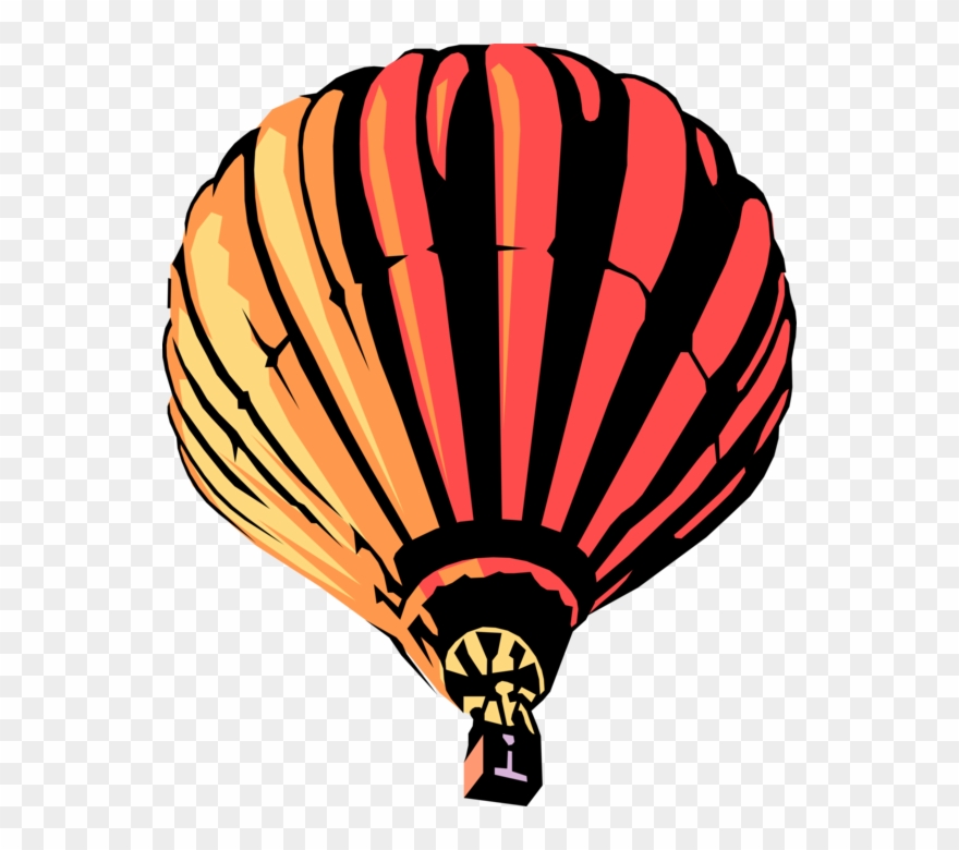 Vector Illustration Of Hot Air Balloon With Gondola Clipart