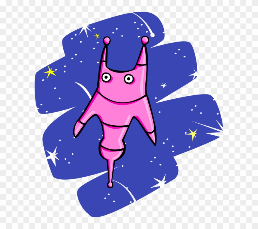 Vector Illustration Of Alien Spaceship In Outer Space Clipart