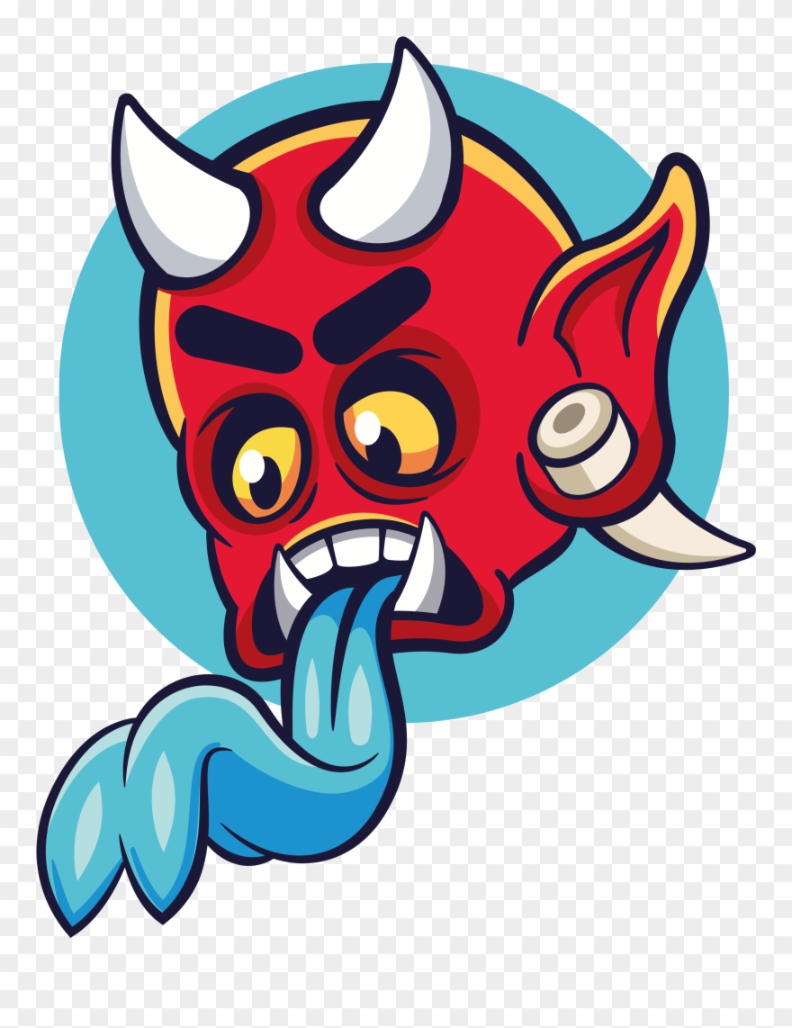 Oni Demon Head Sticker Clipart