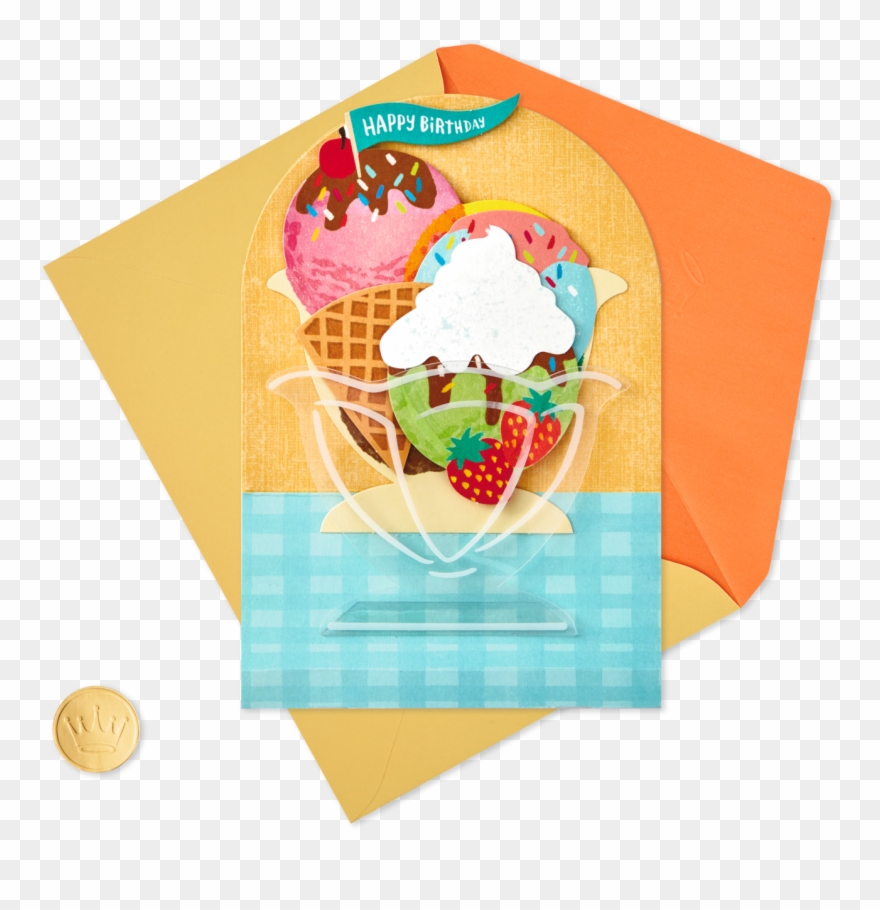 Ice Cream Sundae Pop Up Birthday Card Clipart