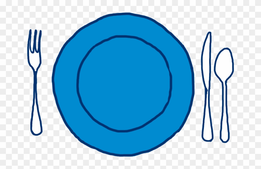 Utensils Clipart Blue Plate - Png Download