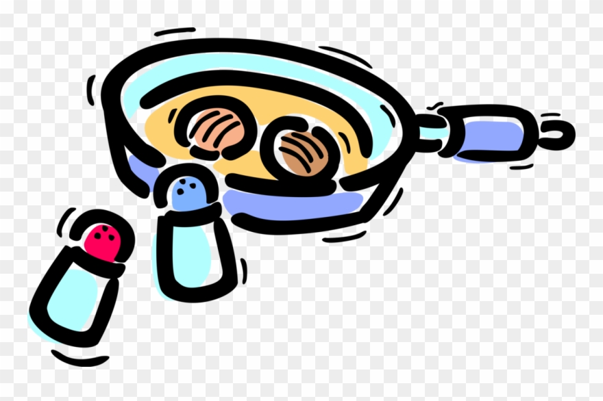 Frying With Salt And Pepper Image Illustration Clipart