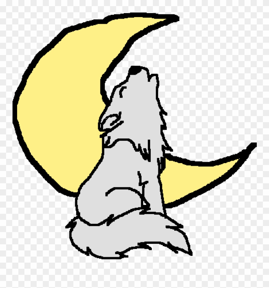Moonlight Howling Gray Wolf Clipart